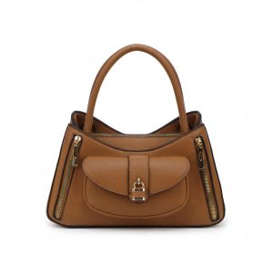 Multi-Pocket Hobo Shoulder Bag with Padlock and Zip Detail - Image 1