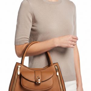 Multi-Pocket Hobo Shoulder Bag with Padlock and Zip Detail - Image 3