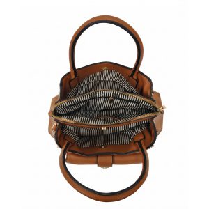 Multi-Pocket Hobo Shoulder Bag with Padlock and Zip Detail - Image 6
