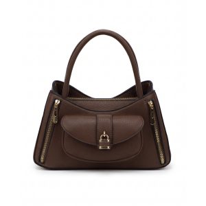 Multi-Pocket Hobo Shoulder Bag with Padlock and Zip Detail - Image 11