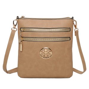 Faux Leather Multi Zipper Pockets Compact Crossbody Bag - Image 1