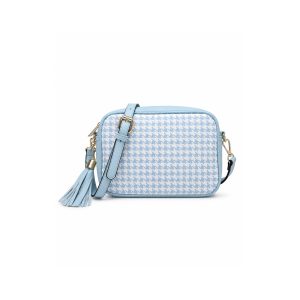 Houndstooth Crossbody Camera Bag with Tassel Charm - Image 7