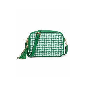 Houndstooth Crossbody Camera Bag with Tassel Charm - Image 8