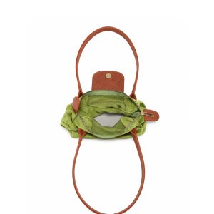 Suede-Look Mini Tote Bag with Contrast Flap & Zip Closure - Image 5