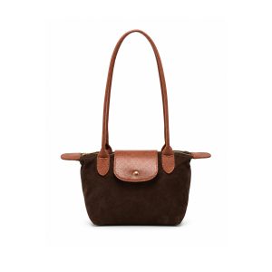 Suede-Look Mini Tote Bag with Contrast Flap & Zip Closure - Image 8