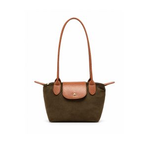 Suede-Look Mini Tote Bag with Contrast Flap & Zip Closure - Image 9