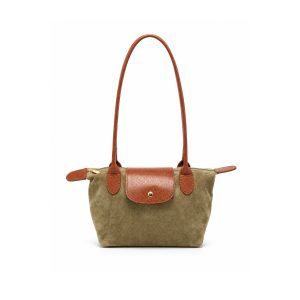 Suede-Look Mini Tote Bag with Contrast Flap & Zip Closure - Image 10