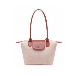 Suede Tote Shoulder Bag with Long Handles and Flap Detail - Image 9