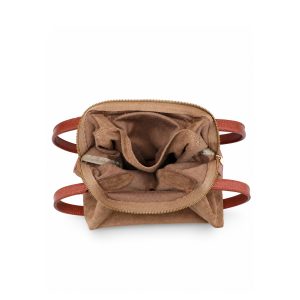 Suede Tote Shoulder Bag with Long Handles and Flap Detail - Image 6