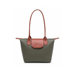 Colorblock Tote Shoulder Bag with Zip Closure & Flap Detail - Image 11