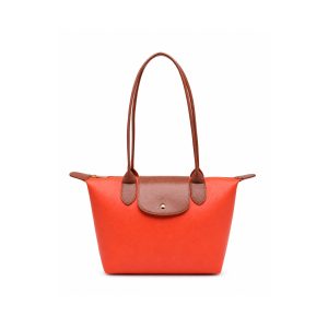 Colorblock Tote Shoulder Bag with Zip Closure & Flap Detail - Image 1