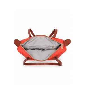 Colorblock Tote Shoulder Bag with Zip Closure & Flap Detail - Image 6